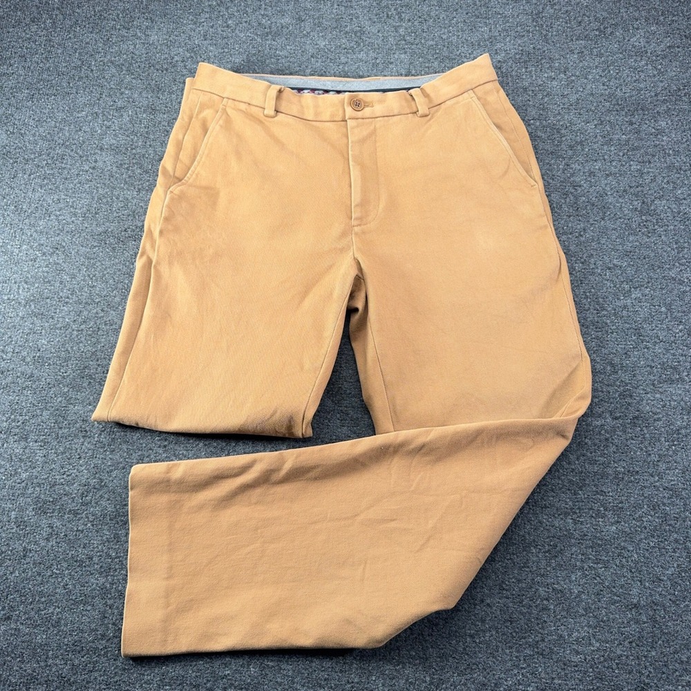 Brooks Brothers Clark Fit Chinos Mens 32x30 Tan Camel Cotton Stretch Pants Thick